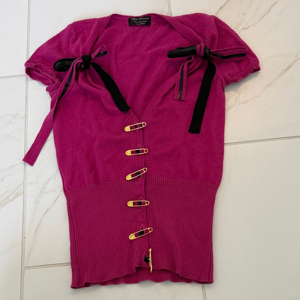 Agent Provocateur Knit Top with Black Bow Ties